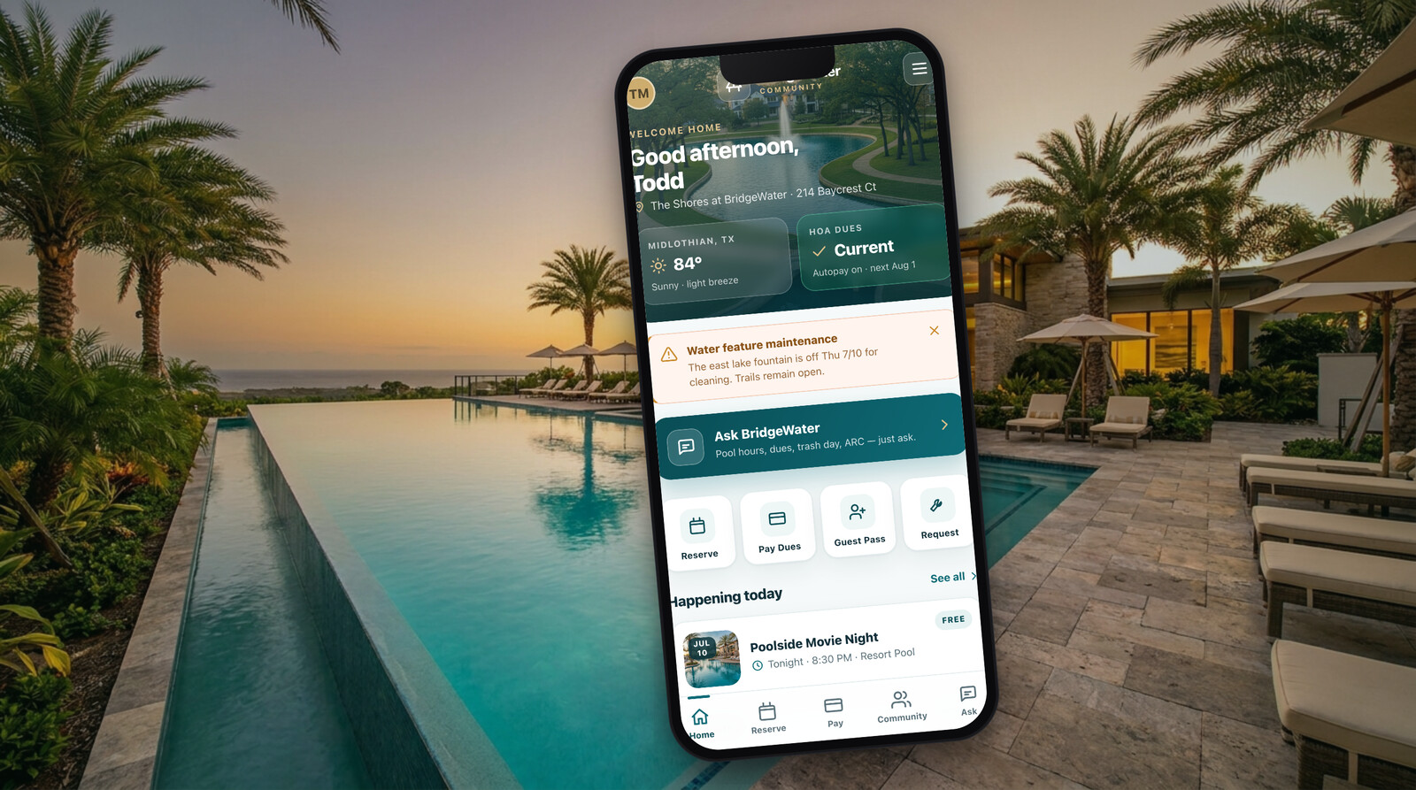 A resident using the community app